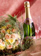 Champagne , flûtes et fleurs