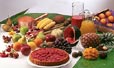 Fruits, jus de fruit et tarte aux fruits