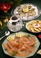 Saumon, caviar, blinis et huître