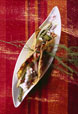 Tacos d'asperges servi sur plat
