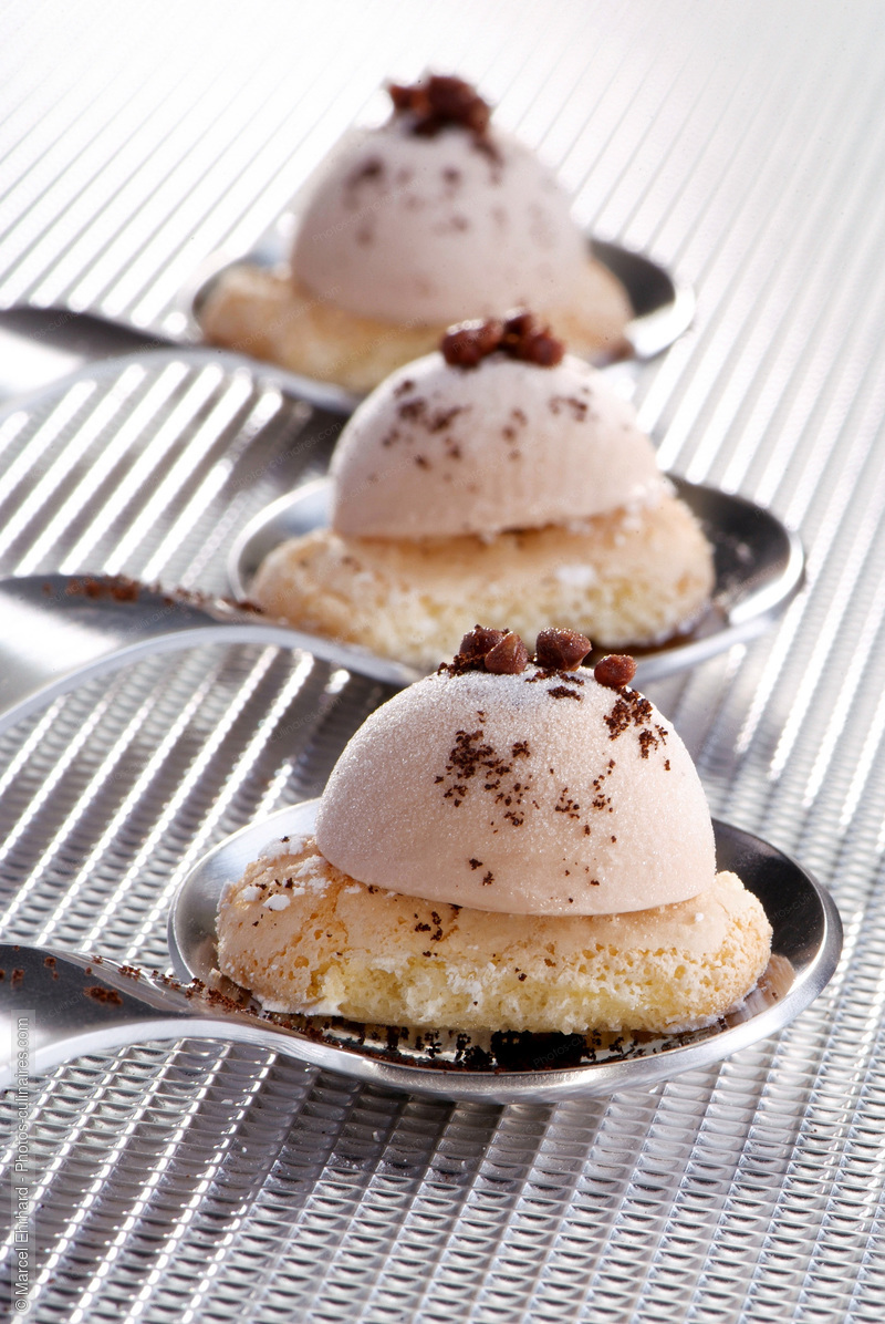 Crème vanille en boule sur biscuit - photo référence DE595N.jpg