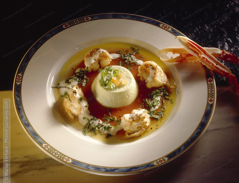 Langoustine et flan de l&eacute;gume au coulis de crustac&eacute; - photo r&eacute;f&eacute;rence PO315.jpg