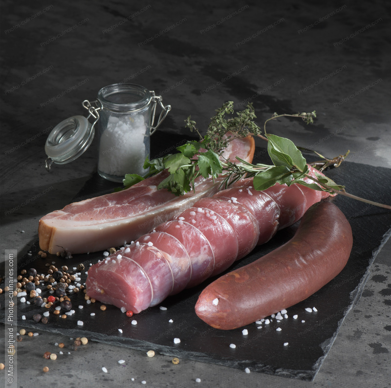 Mignon de porc, lard, boudin noir - photo r&eacute;f&eacute;rence VC315N.jpg