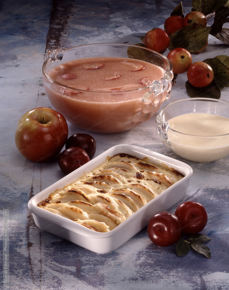 Pudding aux prunes, gratin coings-pommes - photo référence DE11.jpg