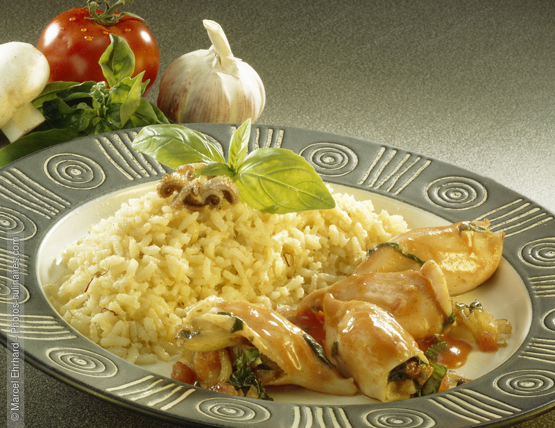 Risotto et encornets farcis au pistou - photo r&eacute;f&eacute;rence PO300.jpg