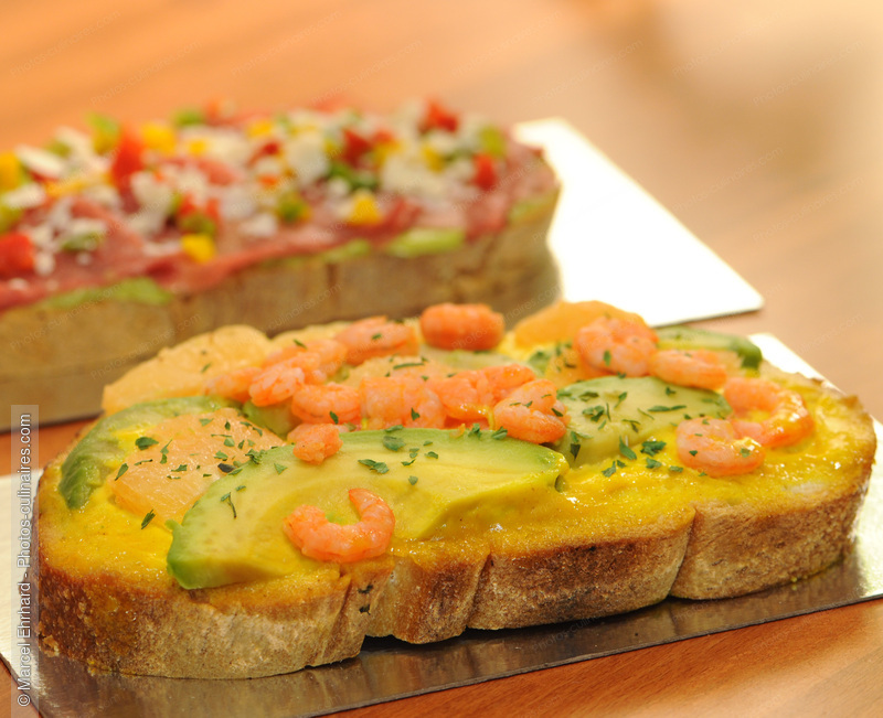 Tartine aux crevettes et &agrave; l'avocat - photo r&eacute;f&eacute;rence KP100.jpg