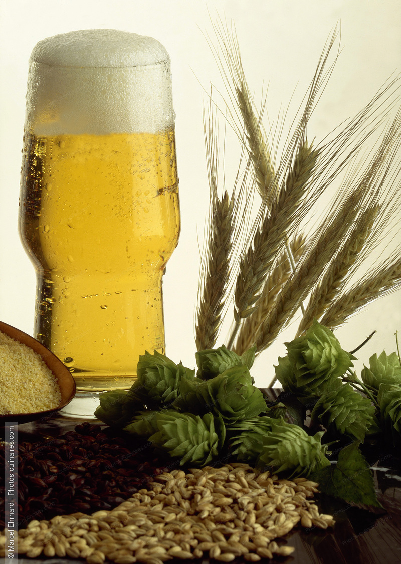 Verre de bi&egrave;re et ingr&eacute;dients - photo r&eacute;f&eacute;rence BO226.jpg
