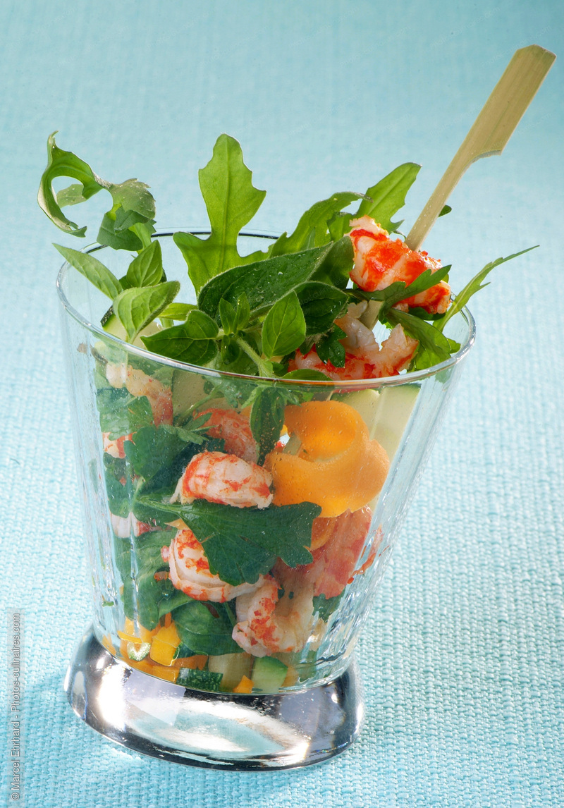 Verrine d'&eacute;crevisses en salade - photo r&eacute;f&eacute;rence AB23N.jpg